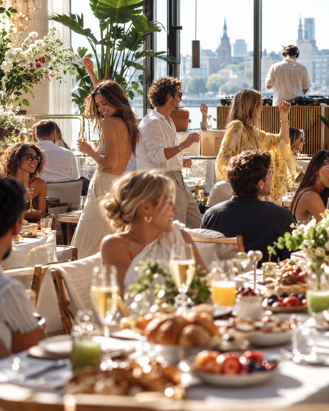 Brunch met dj in een hotelrestaurant