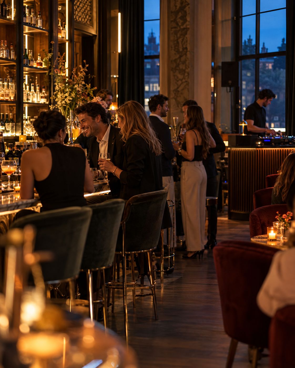 Afterwork in een stijlvolle bar met een dj in de hoek